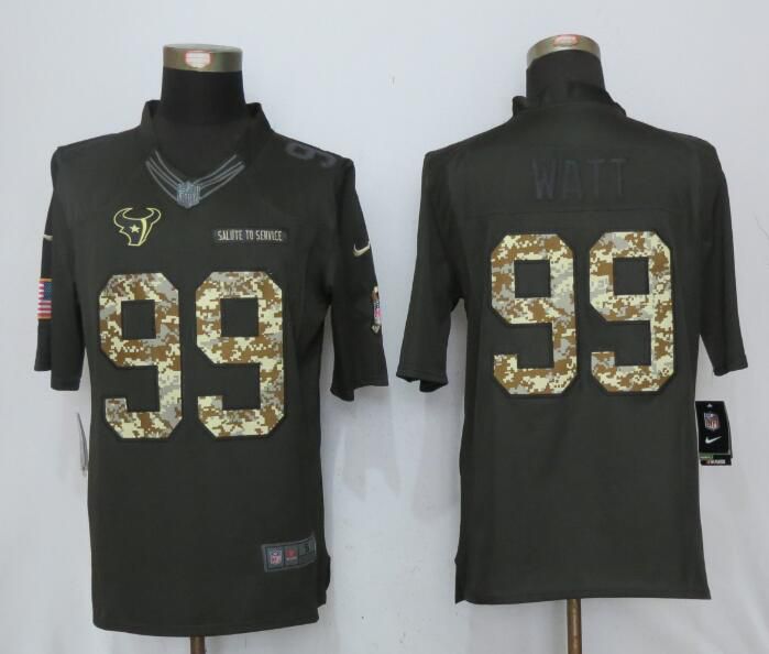 2017 Men Houston Texans #99 Watt Anthracite Salute To Service Green New Nike Limited NFL Jersey